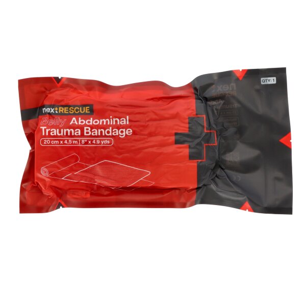 nextRESCUE® Belly Abdominal Trauma Bandage | Maße: 20 cm x 4,5 m / 30 x 30 cm